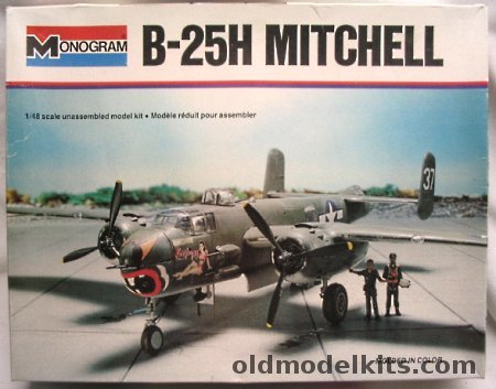 Monogram 1/48 B-25H Mitchell Medium Bomber with Diorama Sheet, 5500 plastic model kit